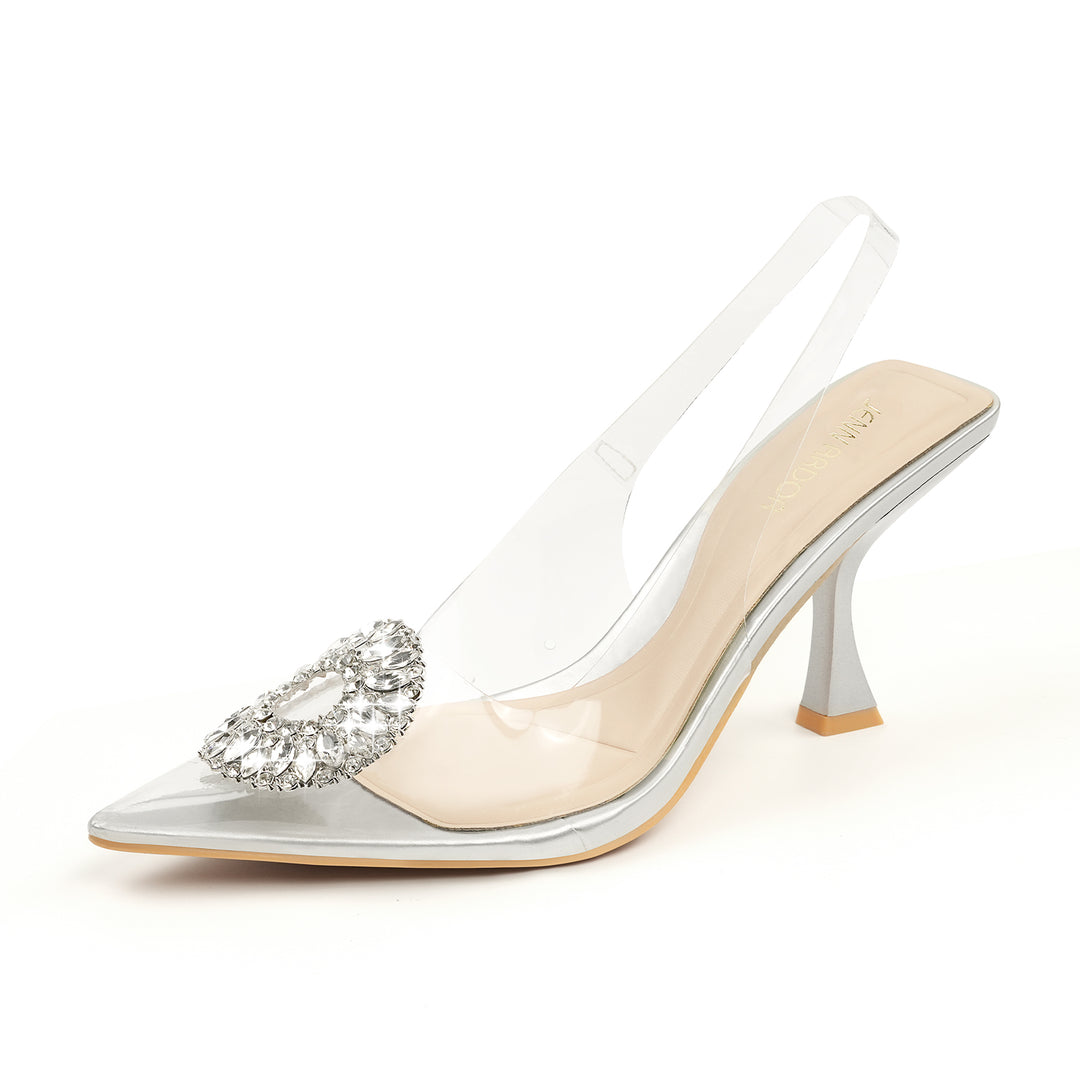 Clear Slingback Heels for Women – Inch Pointed Toe Stilettos