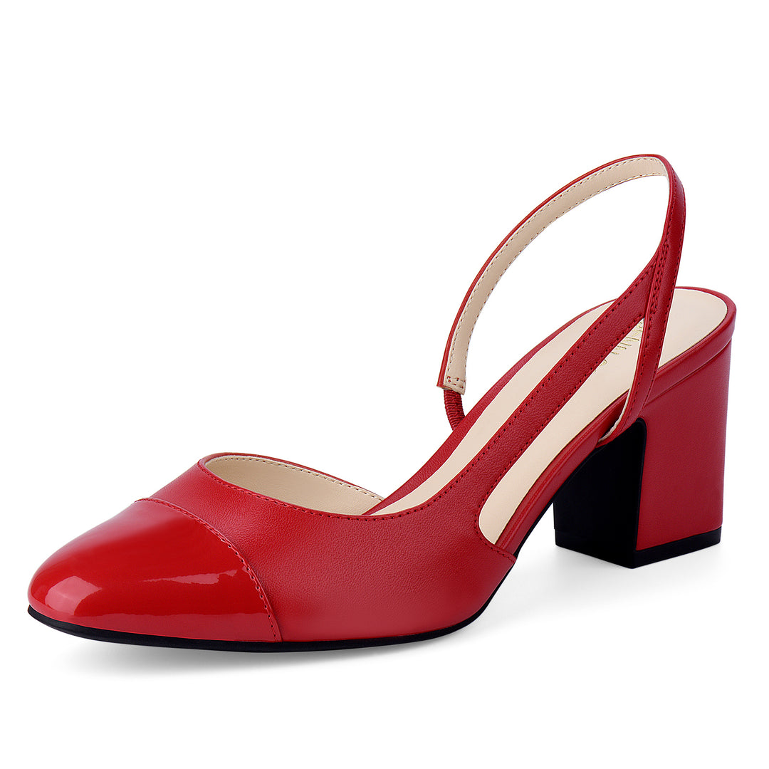 Red Slingback Shoes Red Small Block Heels Madison Bellarose Low