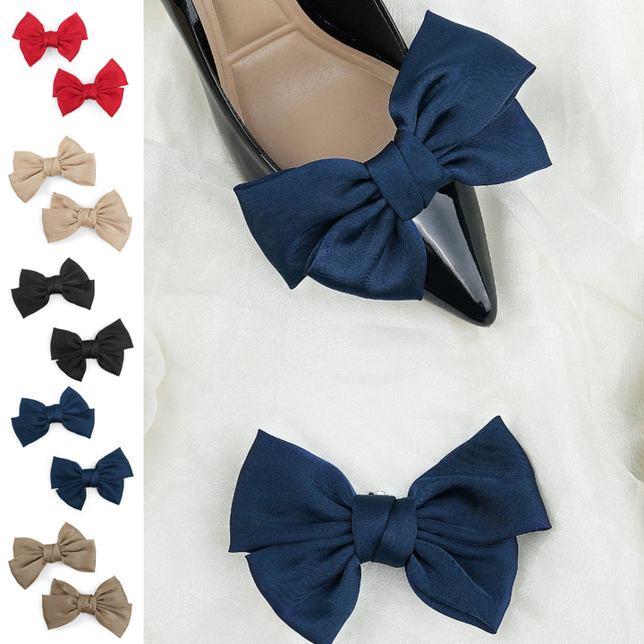 4pc Satin Bow Shoe Clips Set - Cute Buckle Decor for Heels, Bags, Clothing & Hair Accessories for Women & Teen Girls