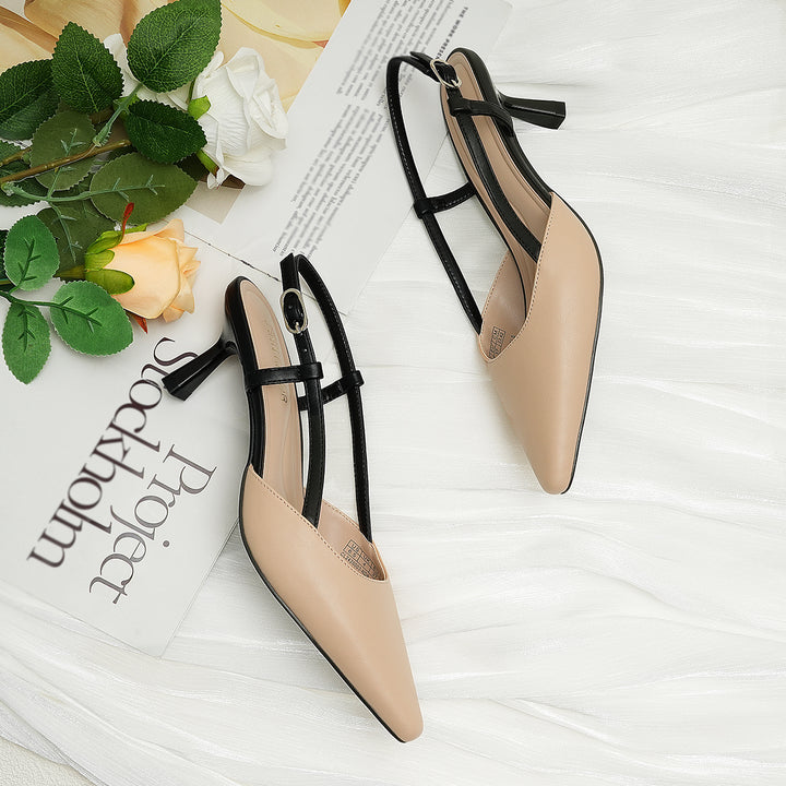 JENN ARDOR Women's Slingback Kitten Heel Closed Pointed Toe Dress Pumps Shoes for Women Comfortable Low Heeled Sandals Wedding Party Pumps