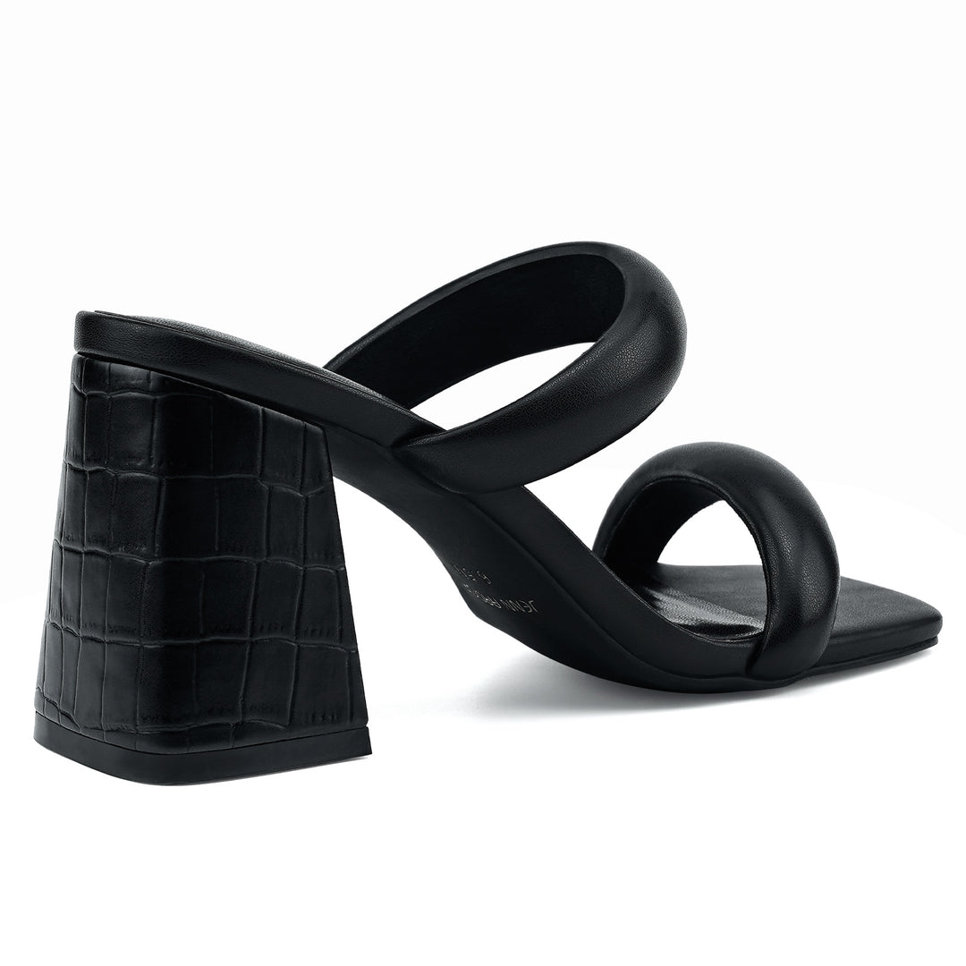 JENN ARDOR Womens Chunky Heeled Mule Sandals Square Toe Block Heels Two Braid Strap Backless Pumps Sandals