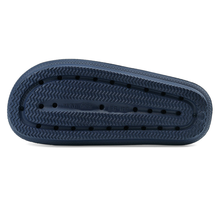 Blue shoe sole with textured pattern on a white background#color_navy