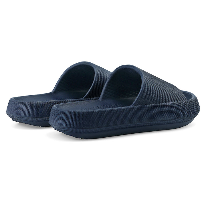 Pair of navy blue slides on a white background#color_navy