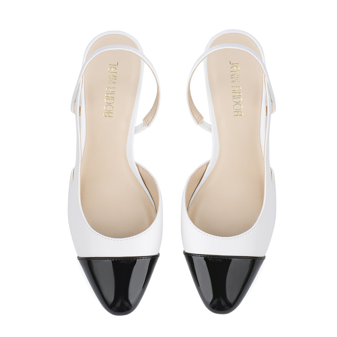 JENN ARDOR Closed Toe Chunky Heels Slingback Pumps Block Dress Shoes W