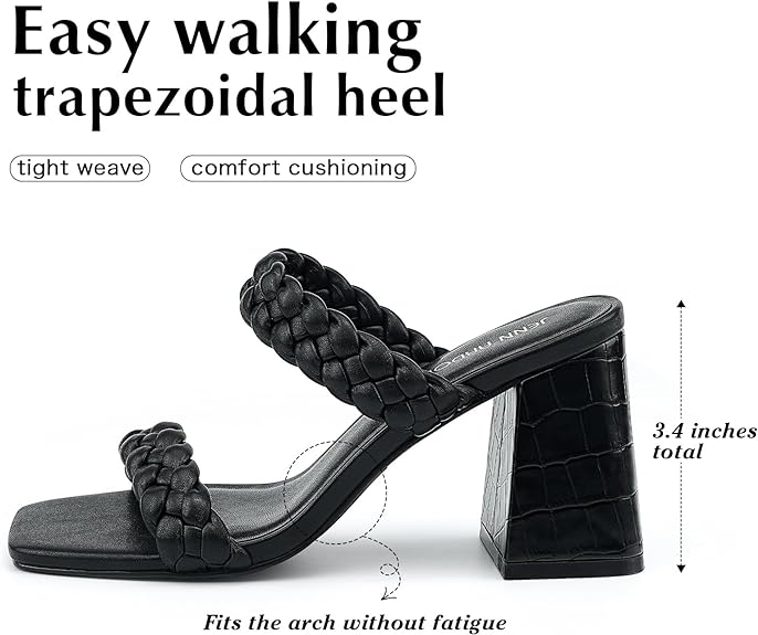 JENN ARDOR Women's Heeled Sandals Chunky Heel Square Toe