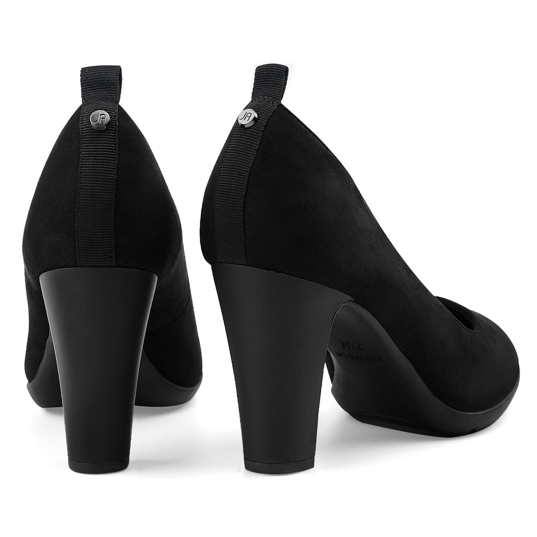 Black high-heeled shoes with platform sole on a white background#color_black2