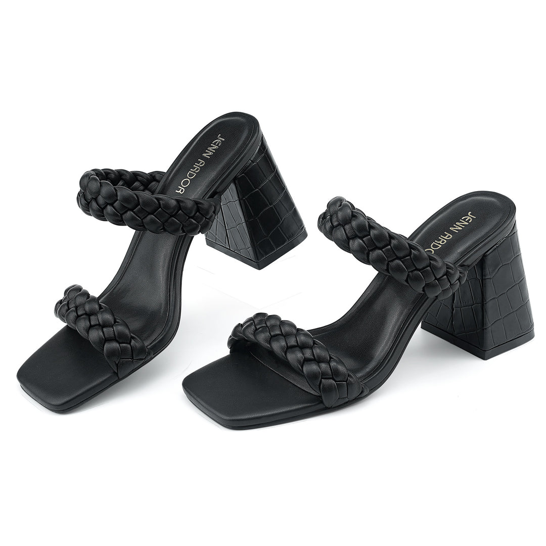 JENN ARDOR Women's Heeled Sandals Chunky Heel Square Toe