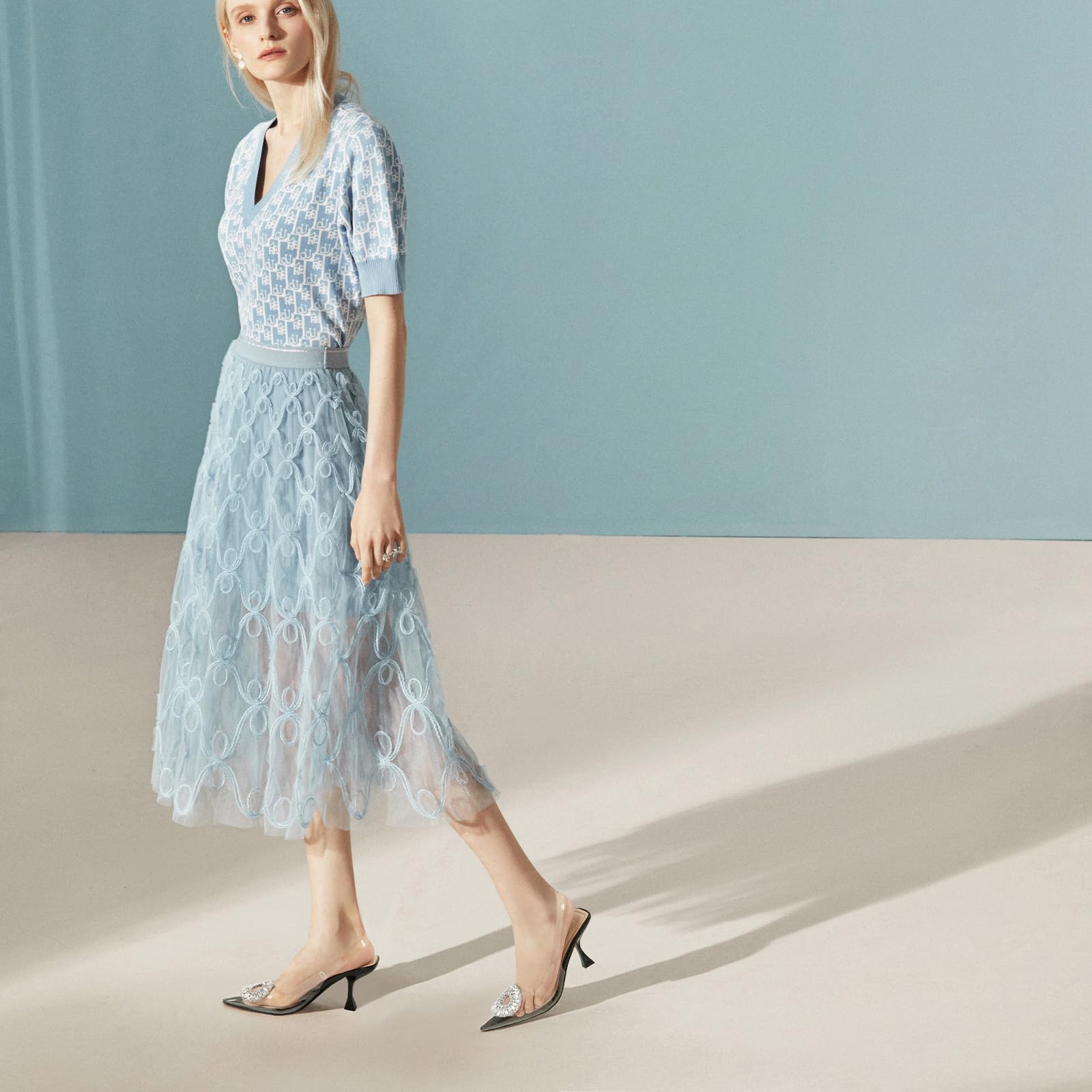 JENN ARDOR Slingback Pumps Pointed Closed Toe Transparent