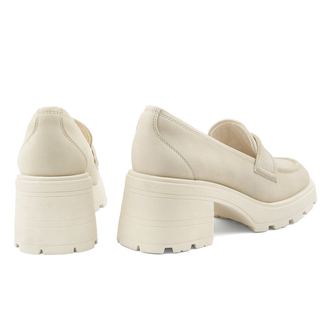 JENN ARDOR Chunky Block Heel Loafers for Women Closed Round Toe Platform Pumps