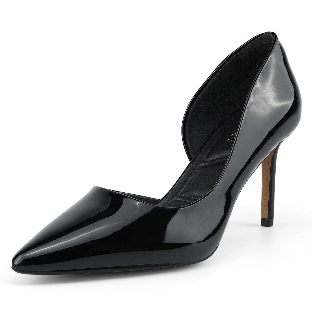 Black high-heeled shoe on a white background#color_black