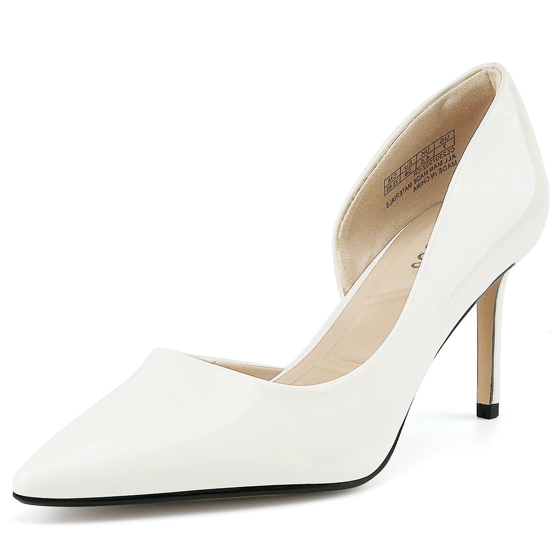 White high-heeled shoe on a white background#color_white