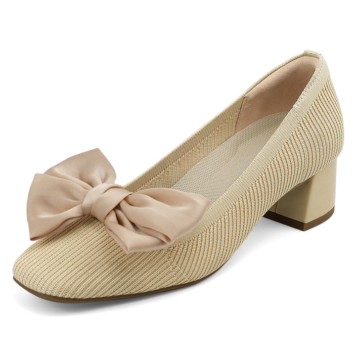 Beige shoe with a bow on a white background#color_beige