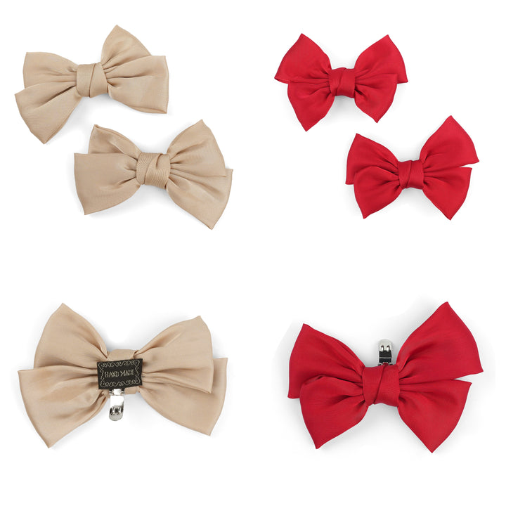 4pc Satin Bow Shoe Clips Set - Cute Buckle Decor for Heels, Bags, Clothing & Hair Accessories for Women & Teen Girls