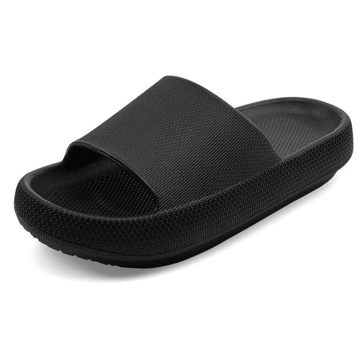 Black slide sandal on a white background#color_black