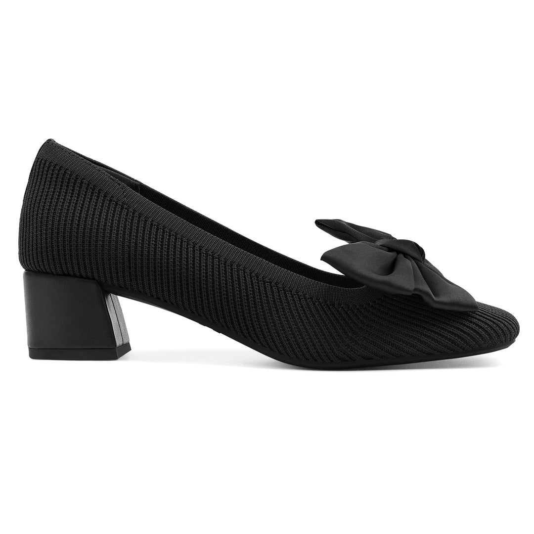 Black shoe with a bow on a white background#color_black