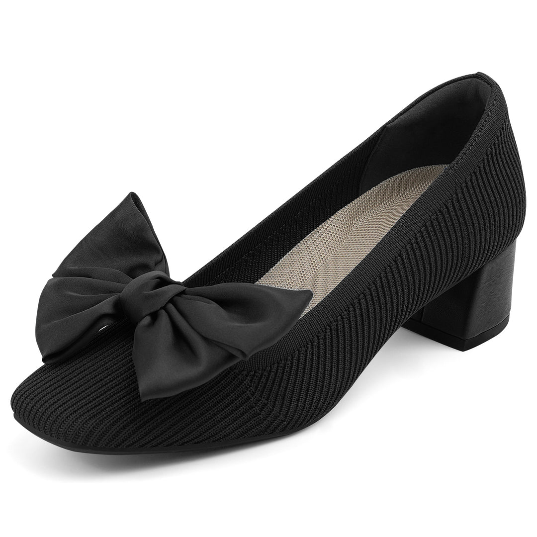Black shoe with a bow on a white background#color_black