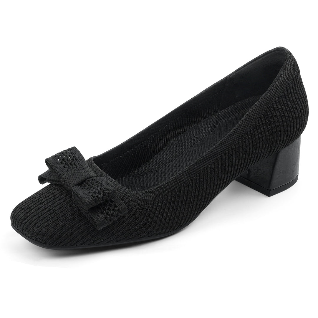 Black shoe with a bow on a white background#color_black