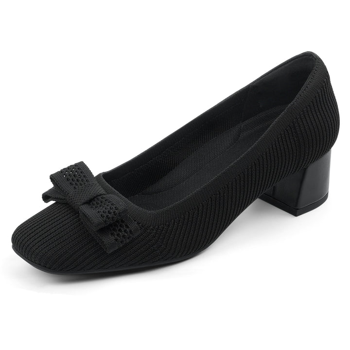 Black shoe with a bow on a white background#color_black