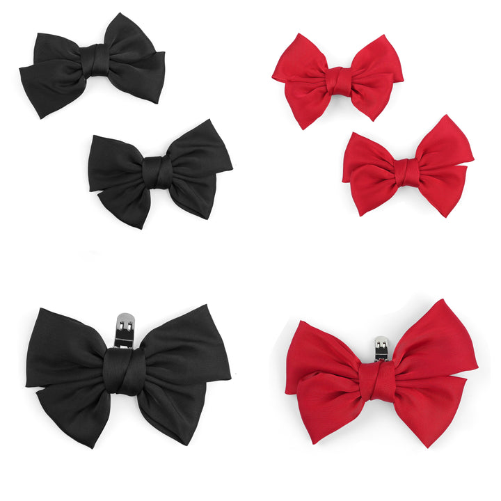 4pc Satin Bow Shoe Clips Set - Cute Buckle Decor for Heels, Bags, Clothing & Hair Accessories for Women & Teen Girls