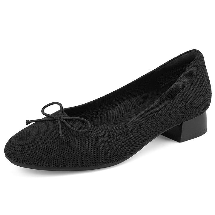 Black shoe with a bow on a white background#color_black