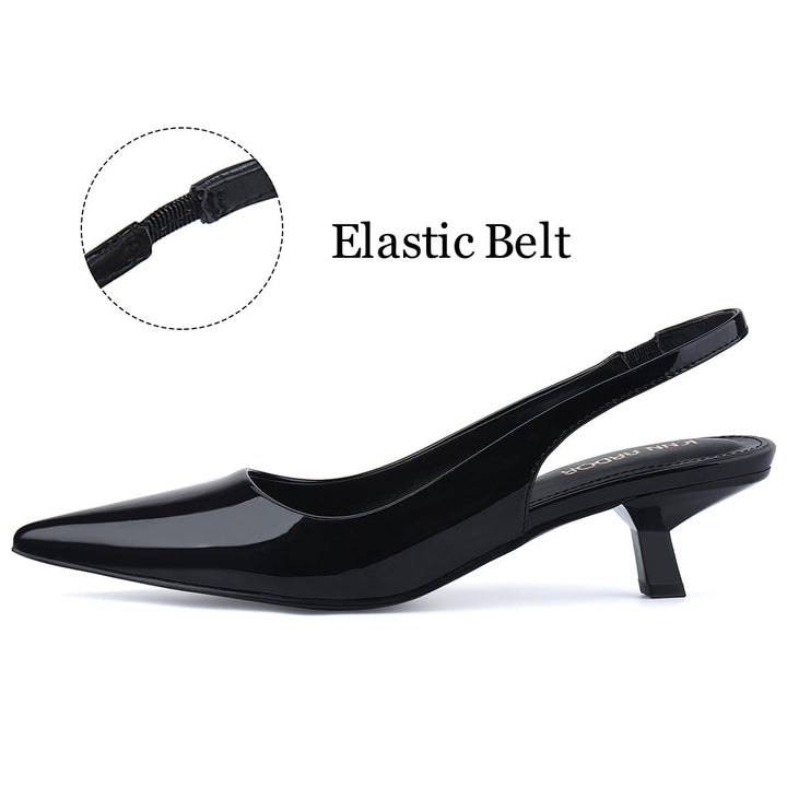 Side view of 1.9″ low kitten heel with slingback strap#color_black