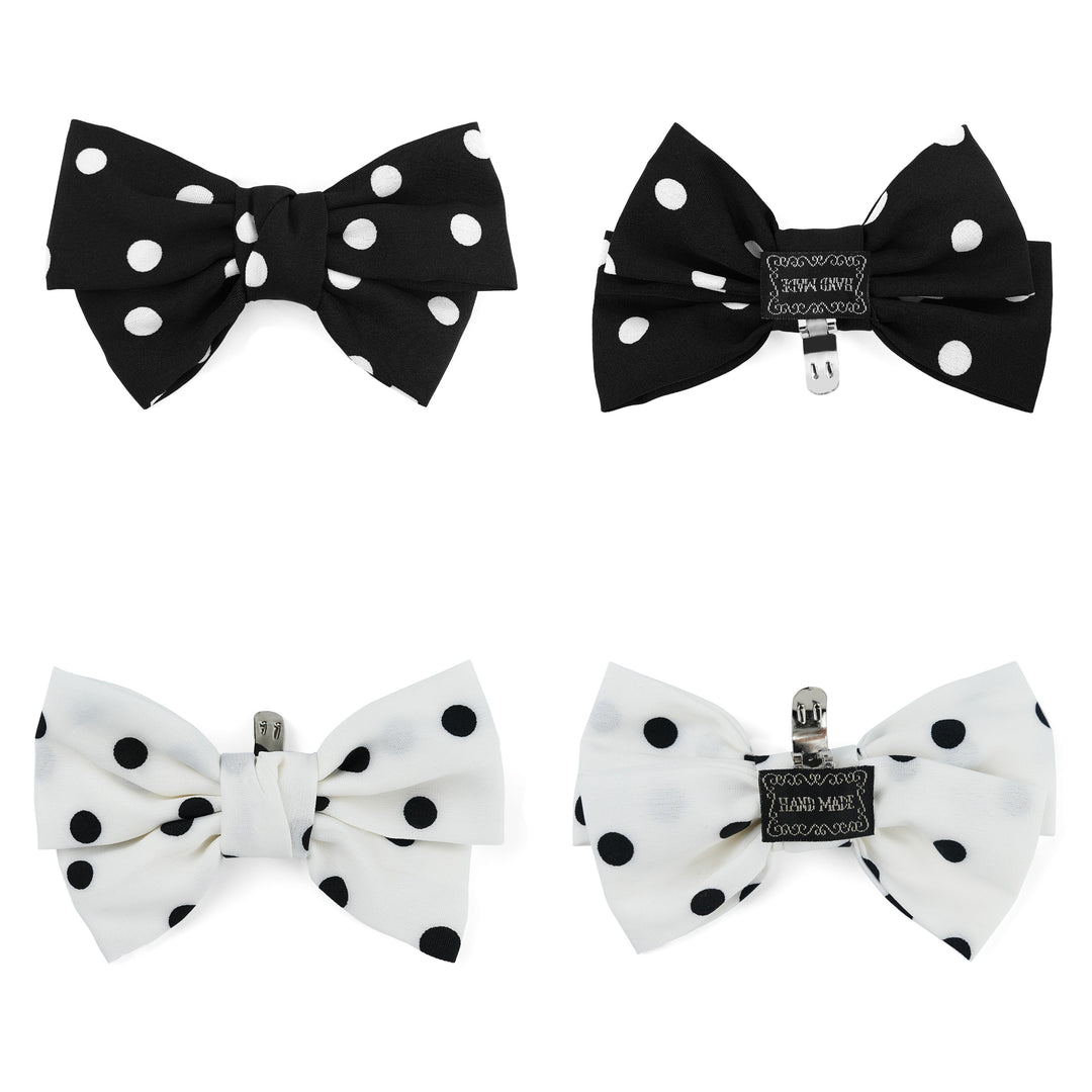 4pcs Polka Dot Bow Shoe Clips - Fabric Cute Buckle Decor for Heels, Bags, Clothing & Hair Accessories | Women & Teen Girls