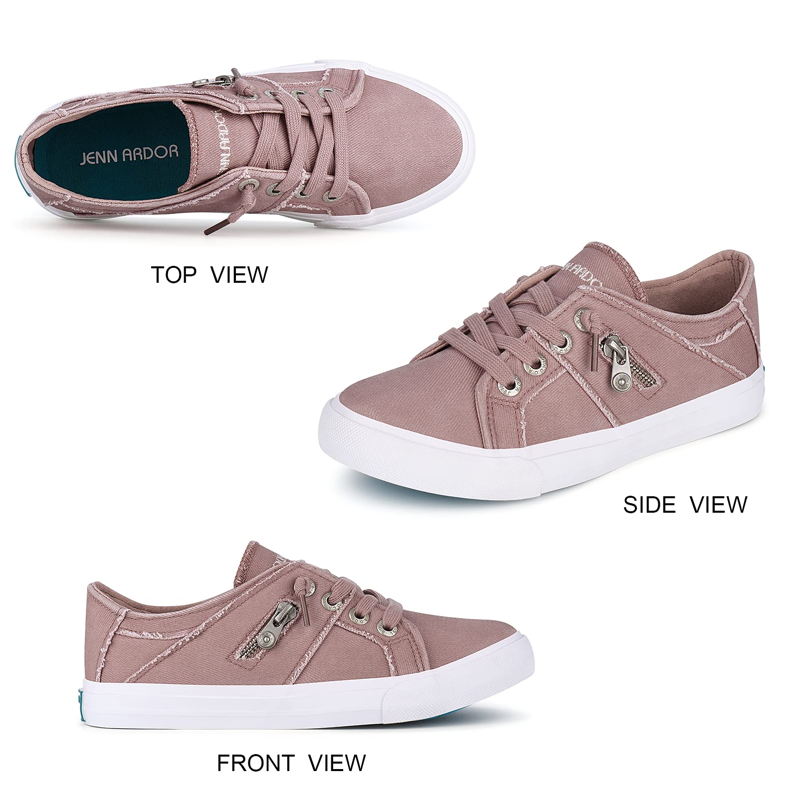Women's Low Top Canvas Tennis Sneakers – Lace-Up Fashion Slip-On