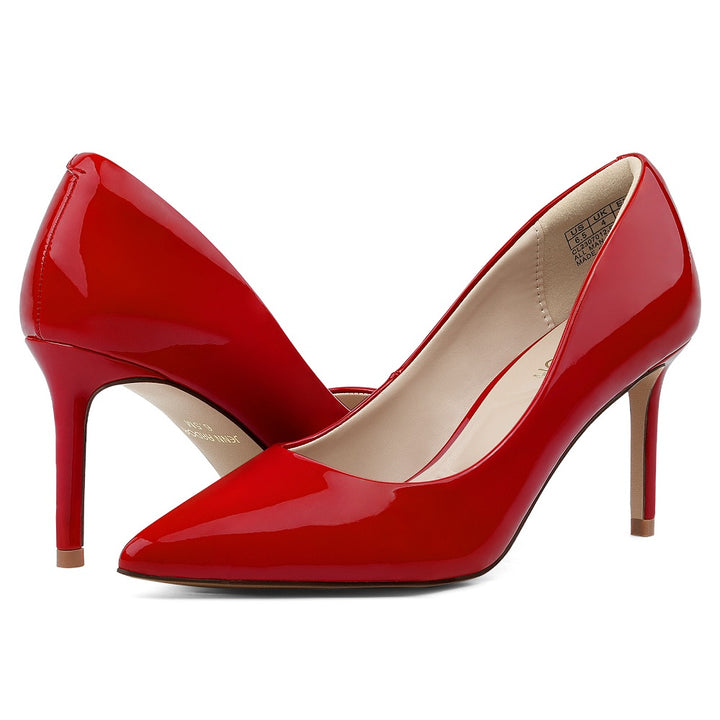 Red high-heeled shoes on a white background#color_red