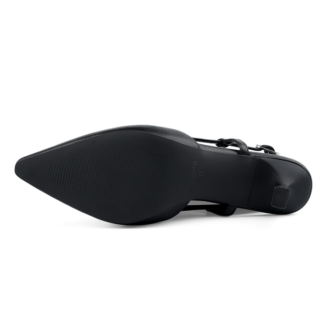 Rubber non-slip sole of slingback pumps#color_black