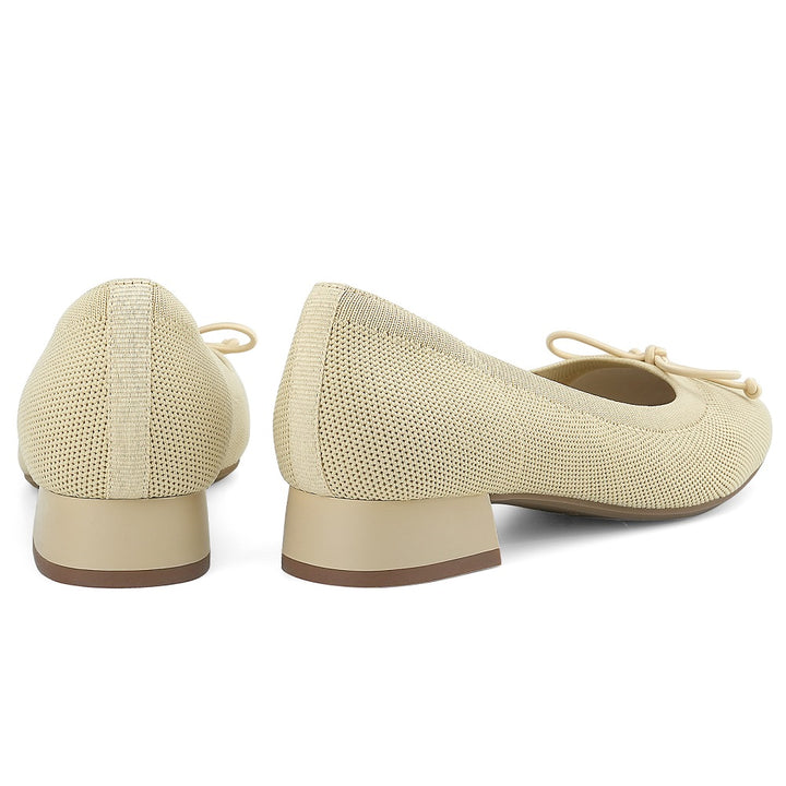 Anti-slip sole of women's chunky heel dress shoes#color_beige
