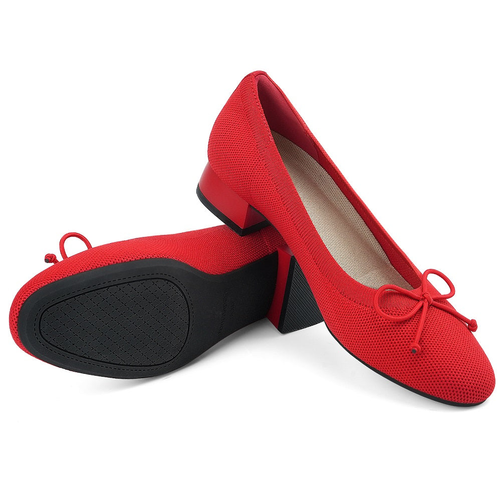 Red shoes with a bow on a white background#color_red