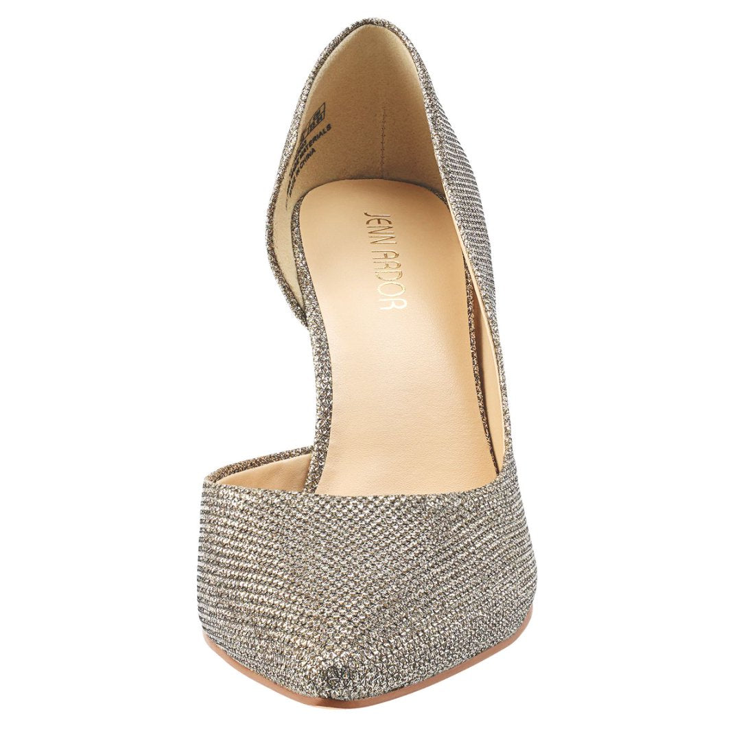 Silver glitter high heel shoe on a white background#color_gold