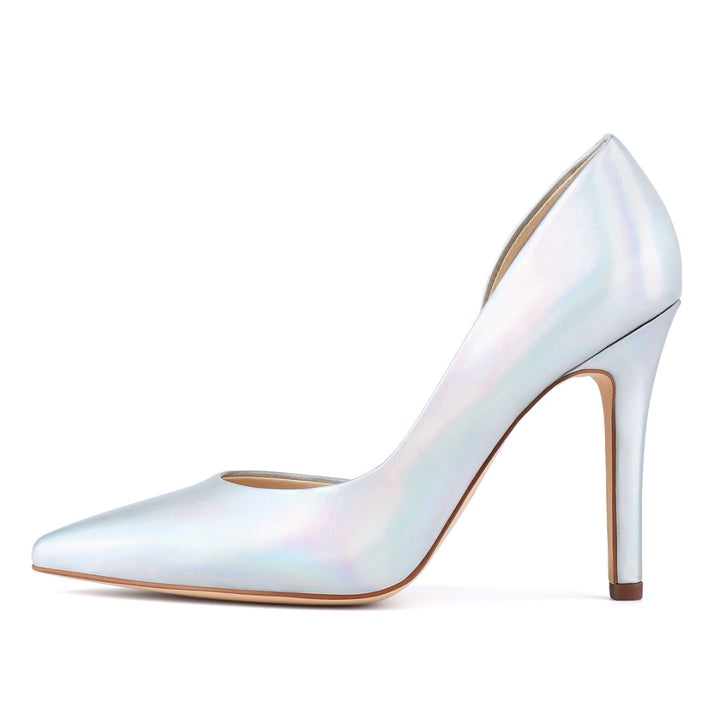 Iridescent high-heeled shoe on a white background#color_light-blue