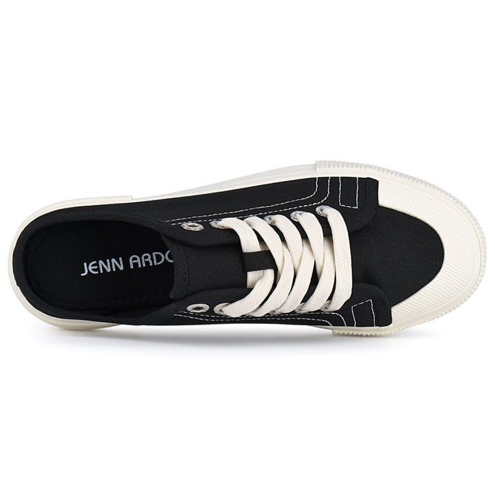 Black and white sneaker with 'Jenn Ardor' branding on a white background#color_black