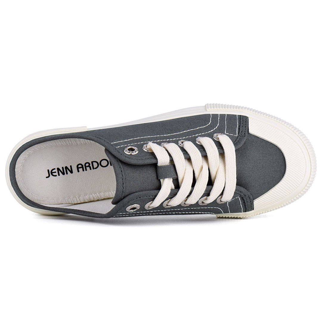 Gray sneaker with white laces on a white background,#color_grey