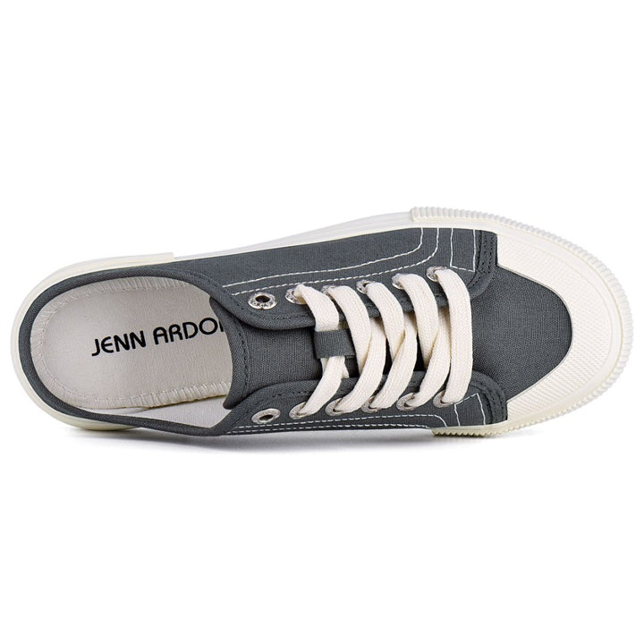 Gray sneaker with white laces on a white background,#color_grey