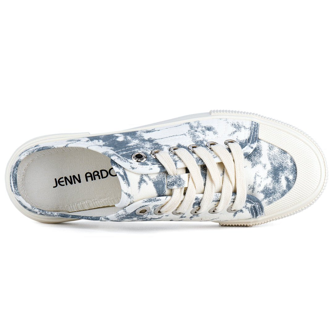 White sneaker with blue pattern on a white background#color_blue-tie-dye