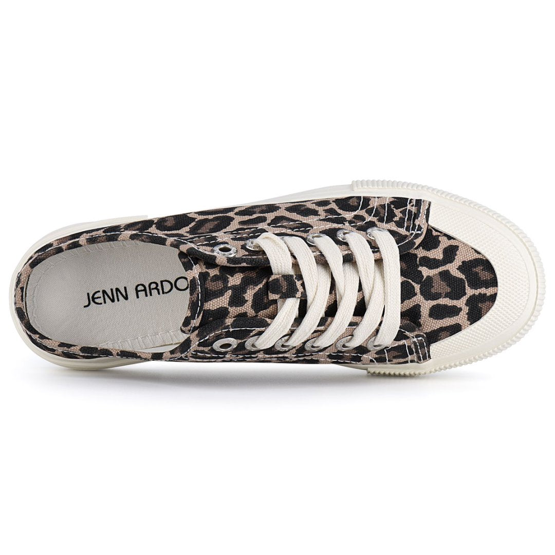 Leopard print sneaker with white laces on a white background#color_leopard