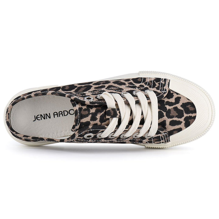 Leopard print sneaker with white laces on a white background#color_leopard