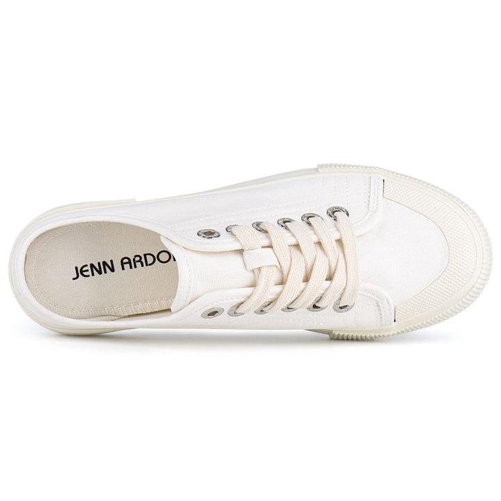 White sneaker with braided laces on a white background#color_white