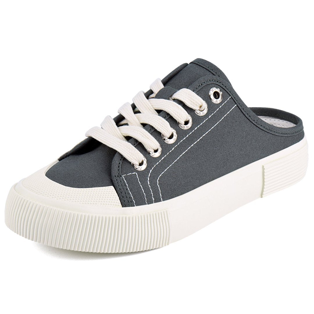 Gray sneaker with white laces on a white background#color_grey