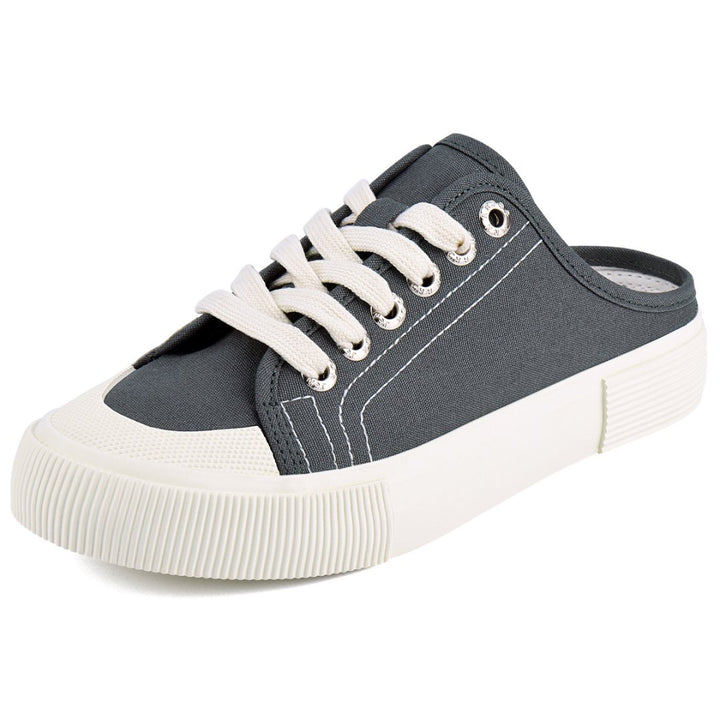 Gray sneaker with white laces on a white background#color_grey