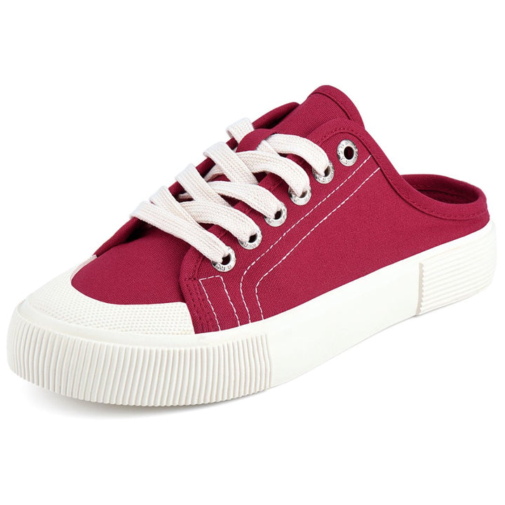 Red sneaker with white laces and sole on a white background#color_red