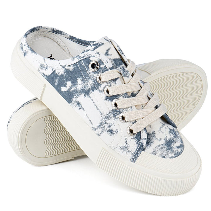 JENN ARDOR Women's Backless Canvas Mules Slip-On Loafers - Lace-Up Slipper Sneakers