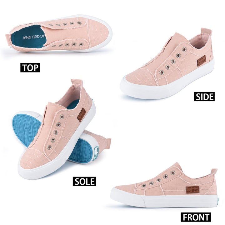 Pink sneakers shown from top, side, sole, and front angles on a white background.#color_pink