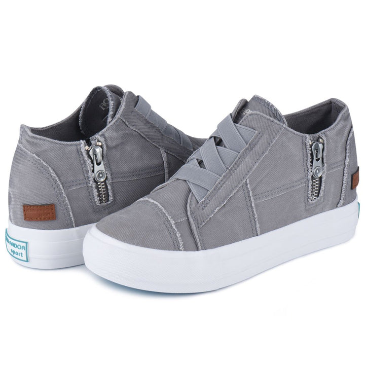 Gray sneakers with zippers on a white background#color_light-grey1