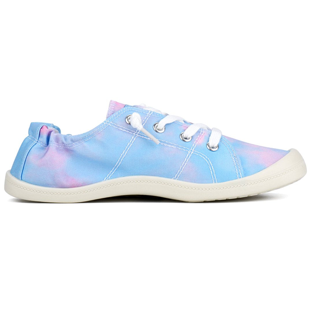 JENN ARDOR Women's Low Top Canvas Slip-On Sneakers - Comfortable Lace-Up Walking Flats