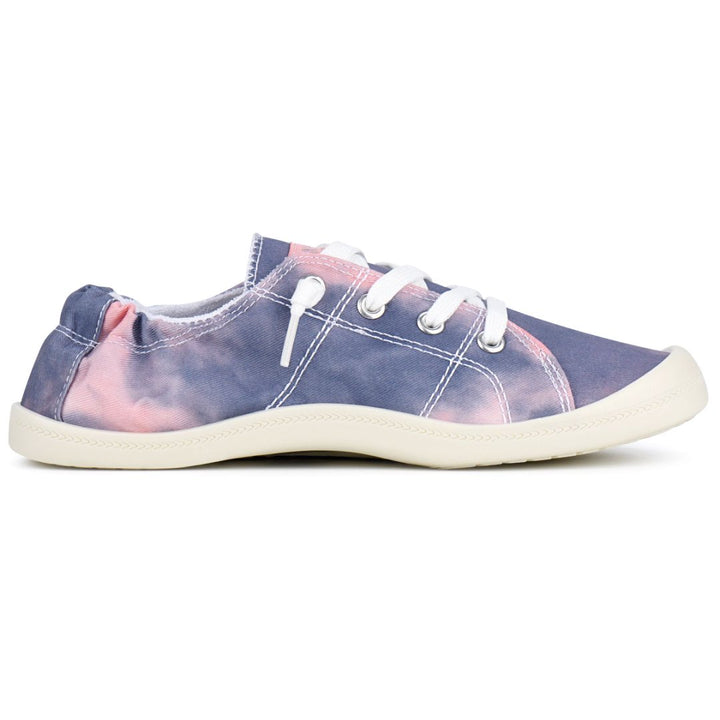 Blue and pink sneaker with white laces on a white background#color_purple-pink-tie-dye