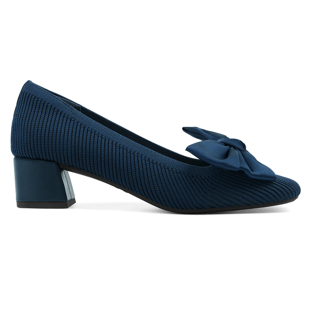 Navy blue shoe with a bow on a white background#color_navy