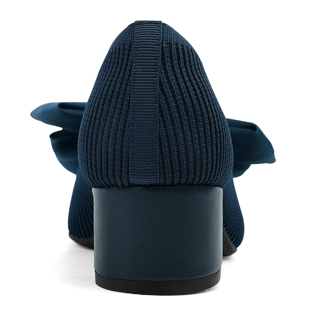 Navy blue high-heeled shoes with ribbed texture on a white background#color_navy